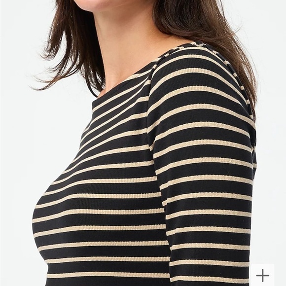 J crew metallic gold Metallic striped boatneck tee - Picture 2 of 4